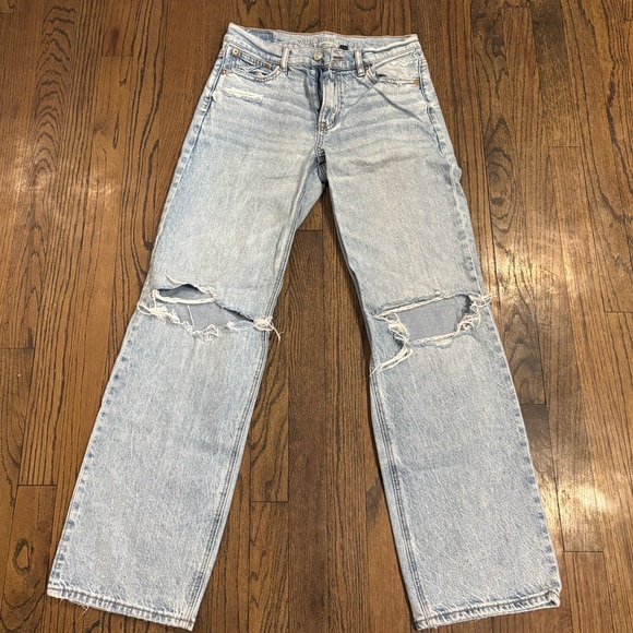 American Eagle Outfitters AE Strigid Ripped High-Waisted Stovepipe Jeans - Picture 3 of 7